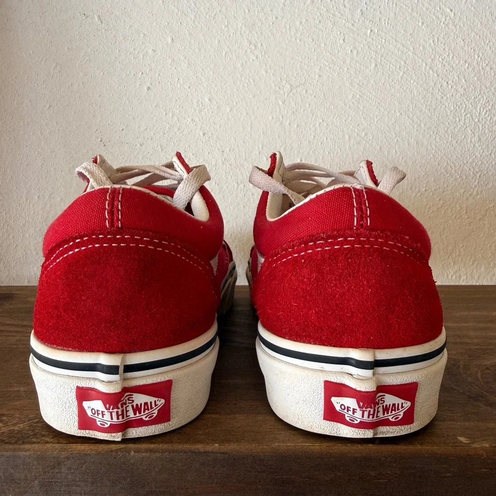 Vans Old Skool Red White Canvas Sneakers Men's 4 Women's 5.5